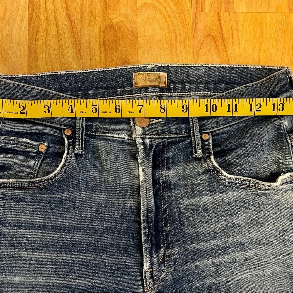 Upcycled Reworked MOTHER Superior 2 Tone Denim Barrels w Bronze Details sz 27 - Picture 7 of 17